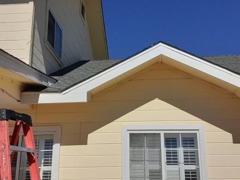 Light-colored fascia wrapping the gable edge