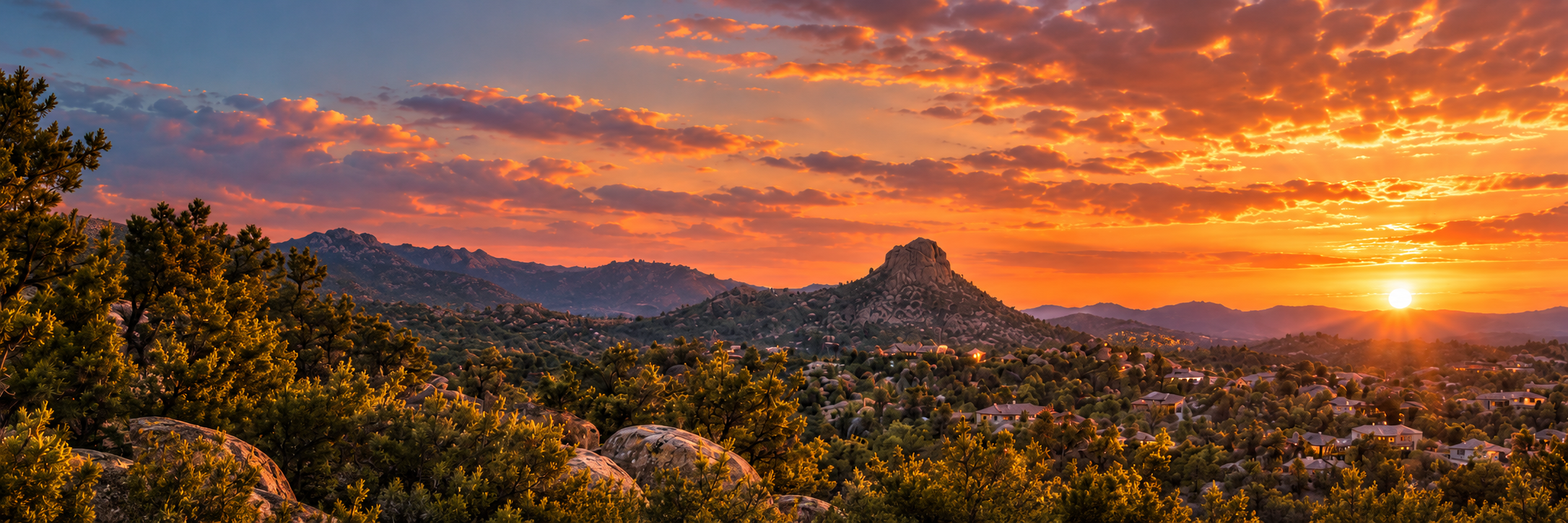 Sunset illustration inspired by Thumb Butte in Prescott